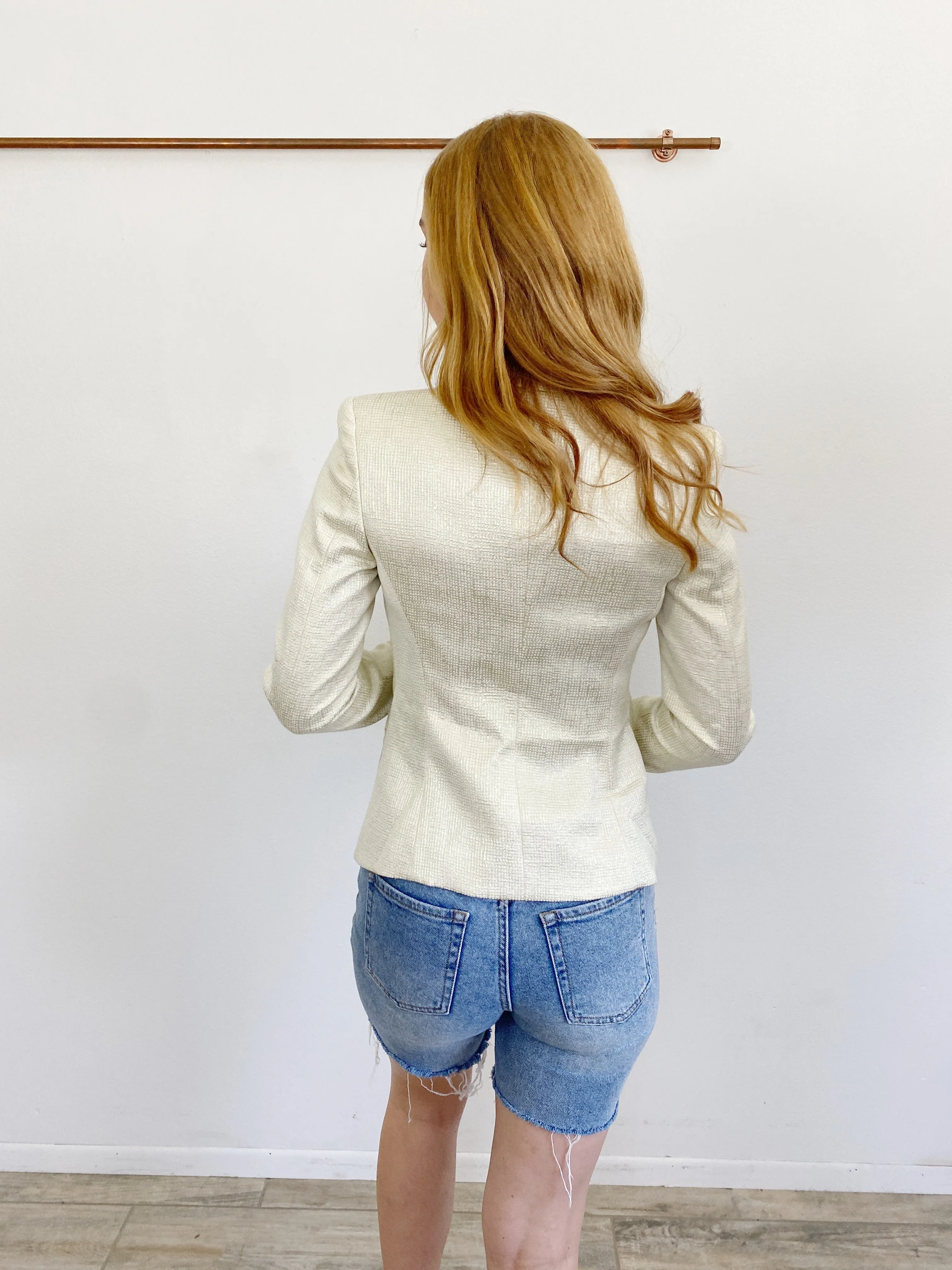RACHEL ZOE Golden Cream Tweed Blazer NWT 6