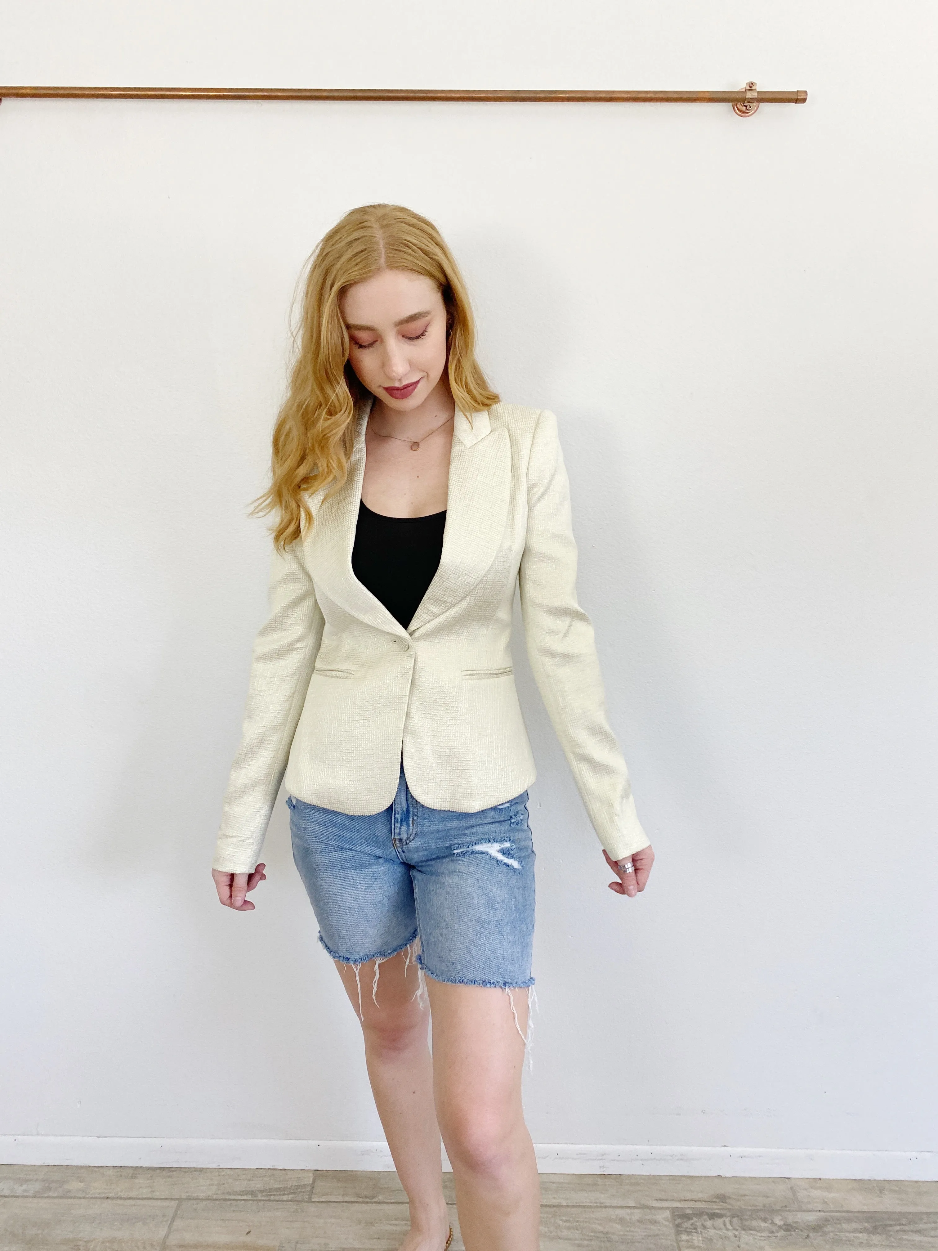 RACHEL ZOE Golden Cream Tweed Blazer NWT 6