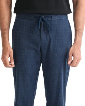 Rare Rabbit Men's Hobbs Petrol Mid-Rise Micro Dobby With Drawstring And Elastic Waistband Regular Fit Trouser