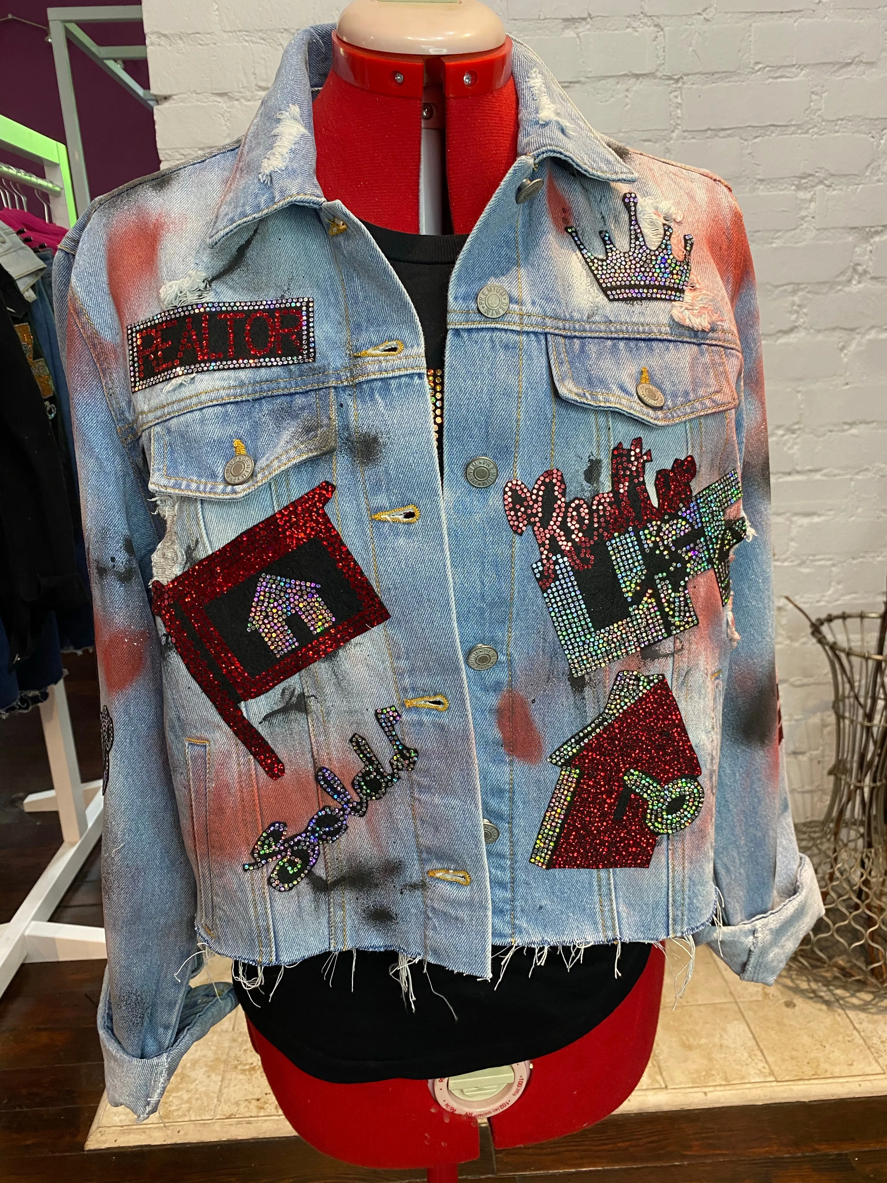 REALTOR Cropped Denim PATCHWORK JACKET