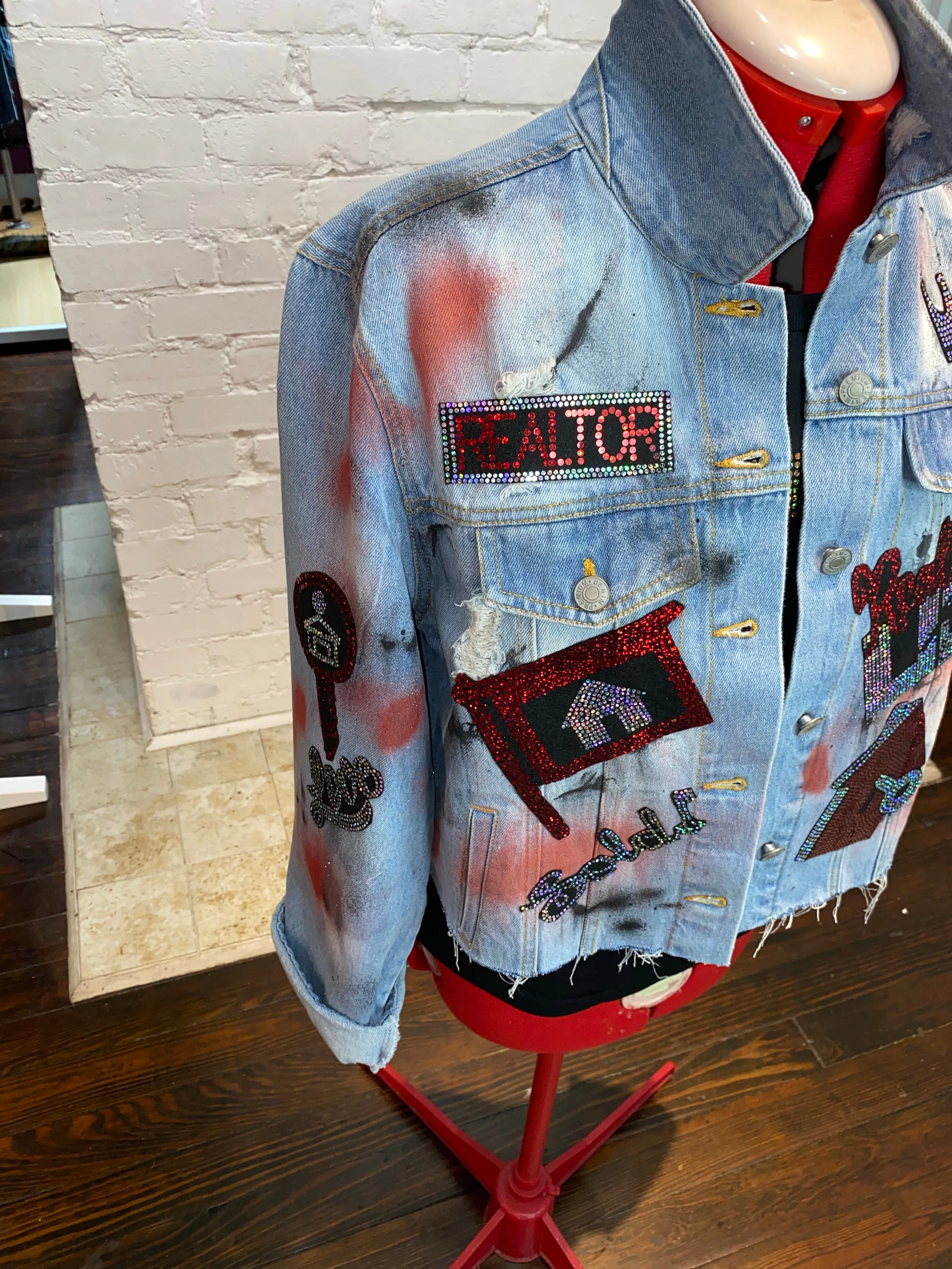 REALTOR Cropped Denim PATCHWORK JACKET