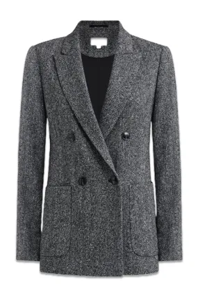 Relaxed Fit Textured Double Breasted Suit Blazer