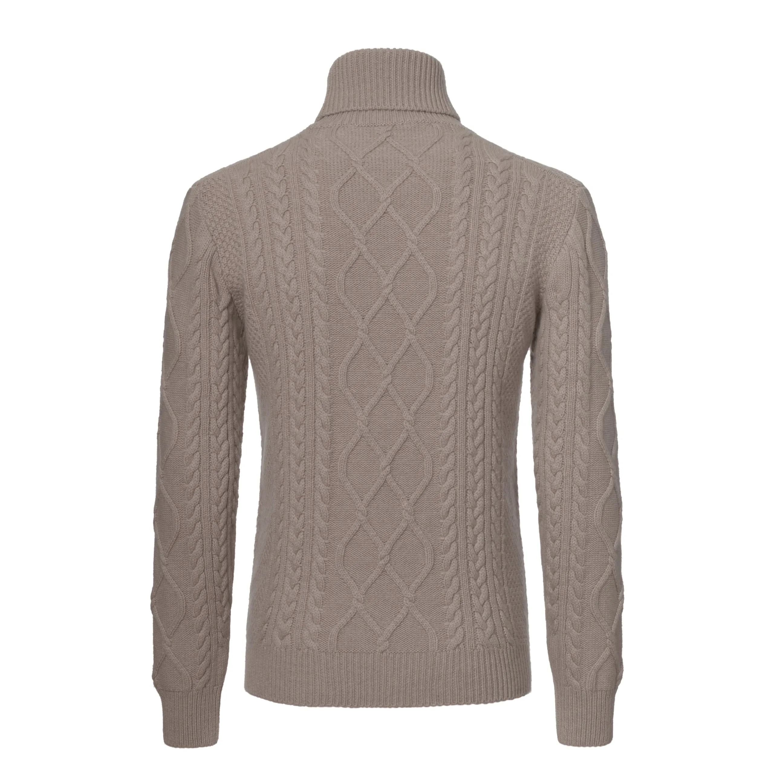 Ribbed Cashmere Turtleneck Sweater in Beige