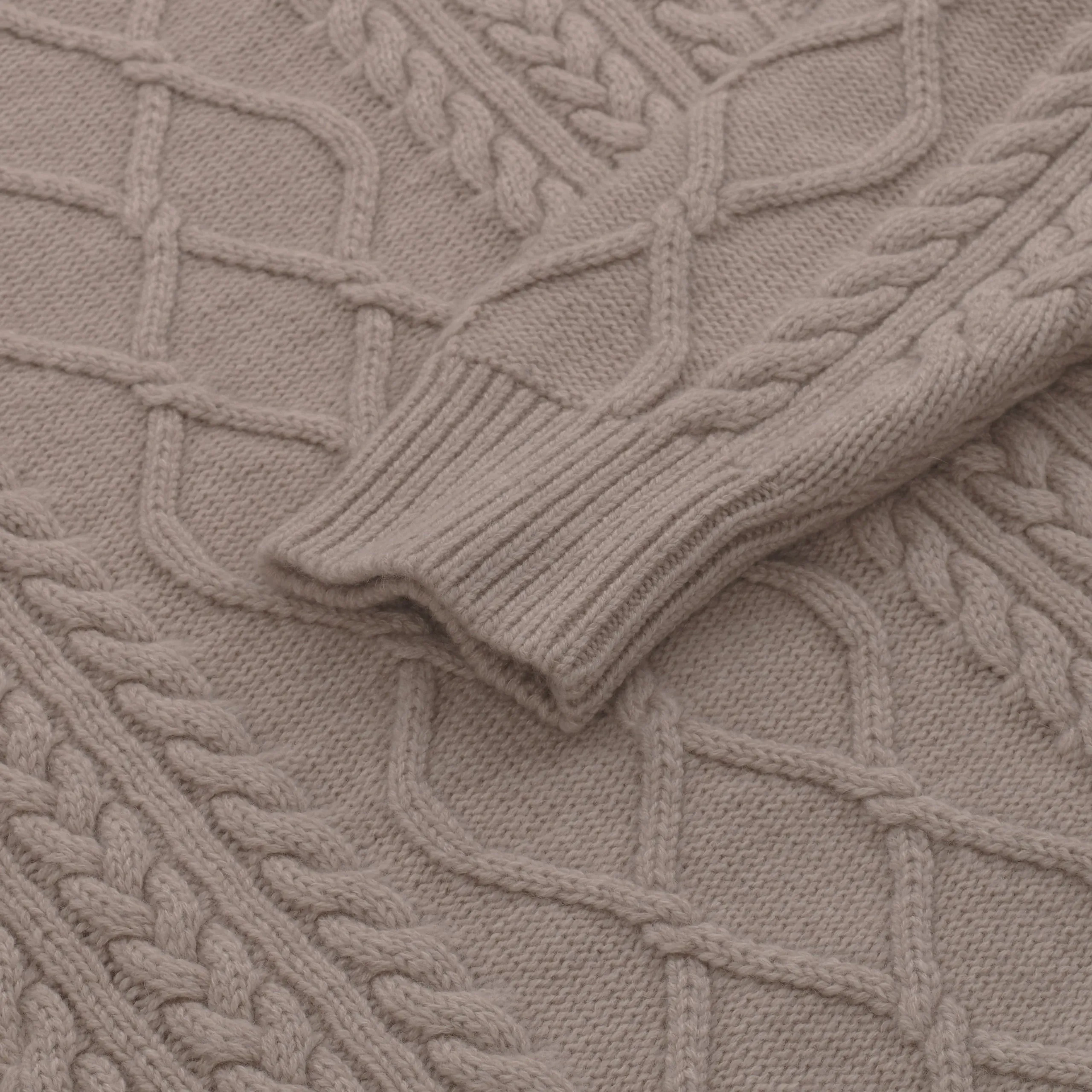 Ribbed Cashmere Turtleneck Sweater in Beige