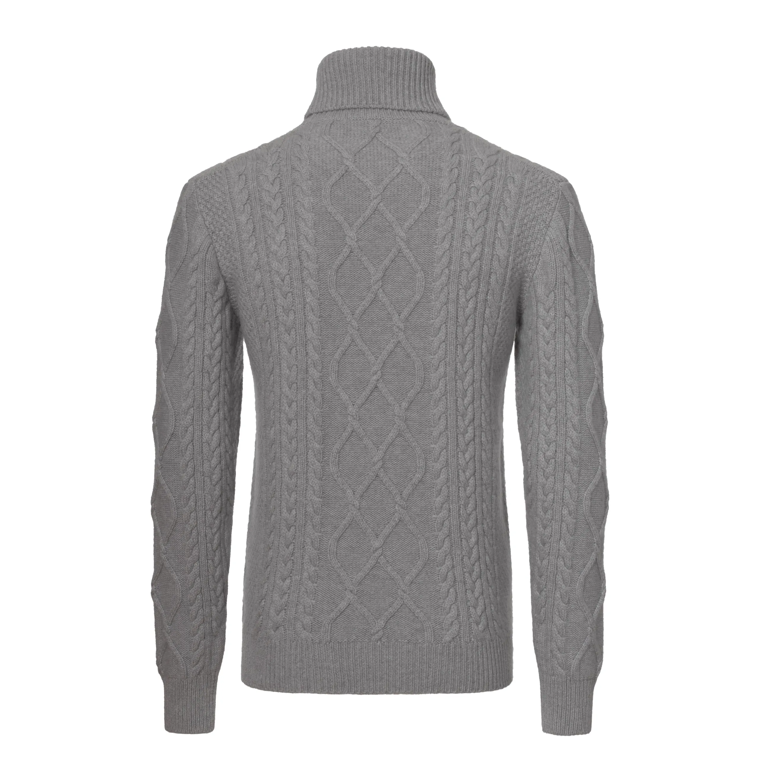 Ribbed Cashmere Turtleneck Sweater in Light Grey