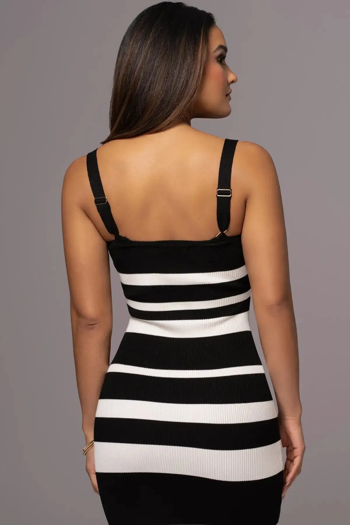 Ribbed Stripe Bodycon Cami Early Fall Midi Dress