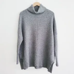 Robyn Ribbed Roll Neck Jumper in Charcoal