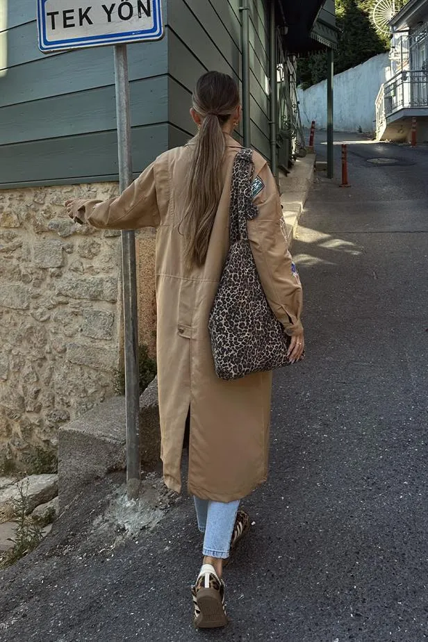 RYN Embroidered Trench Coat - Camel - Pinsk