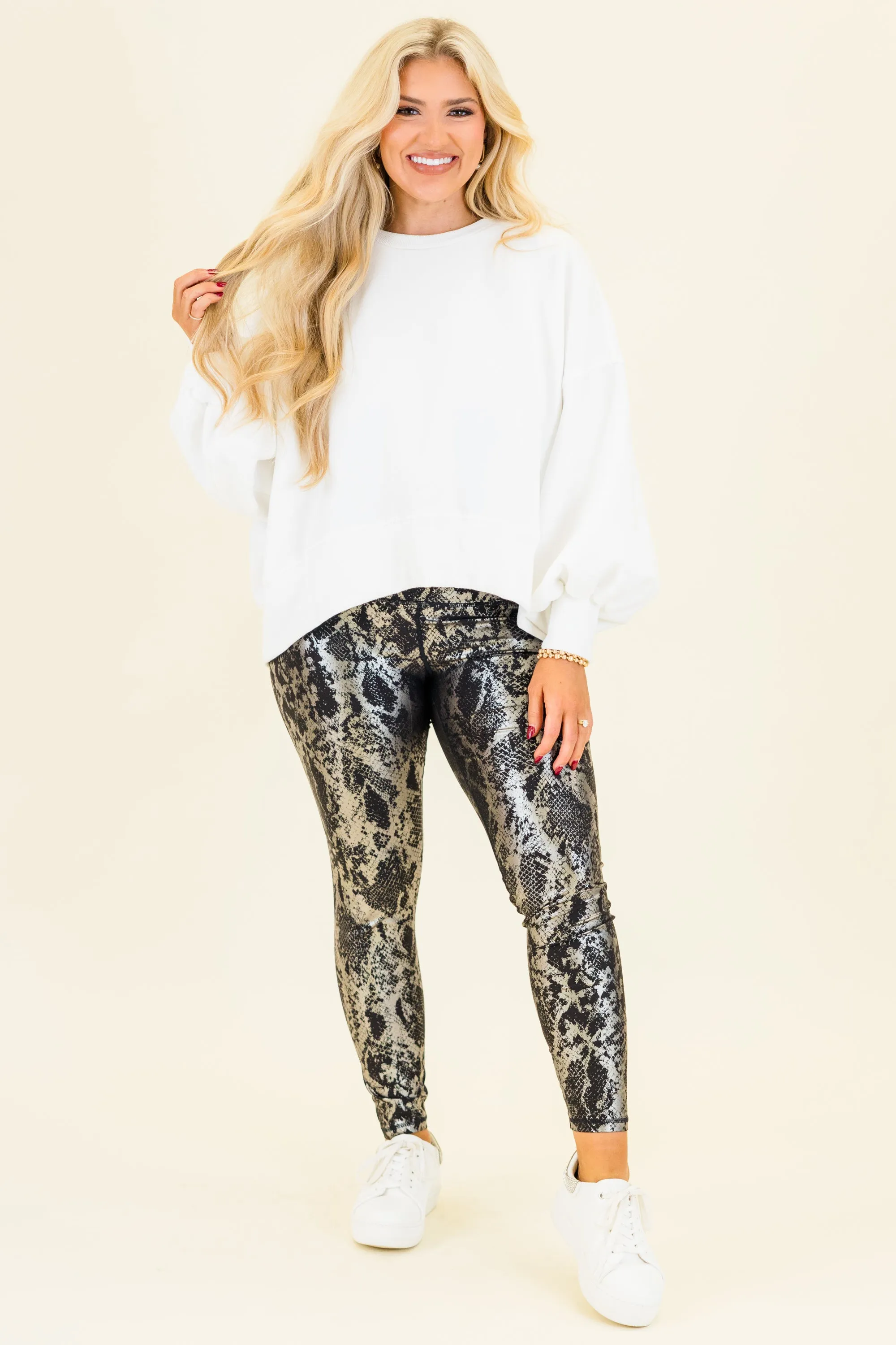 Sleek Scale Leggings, Black