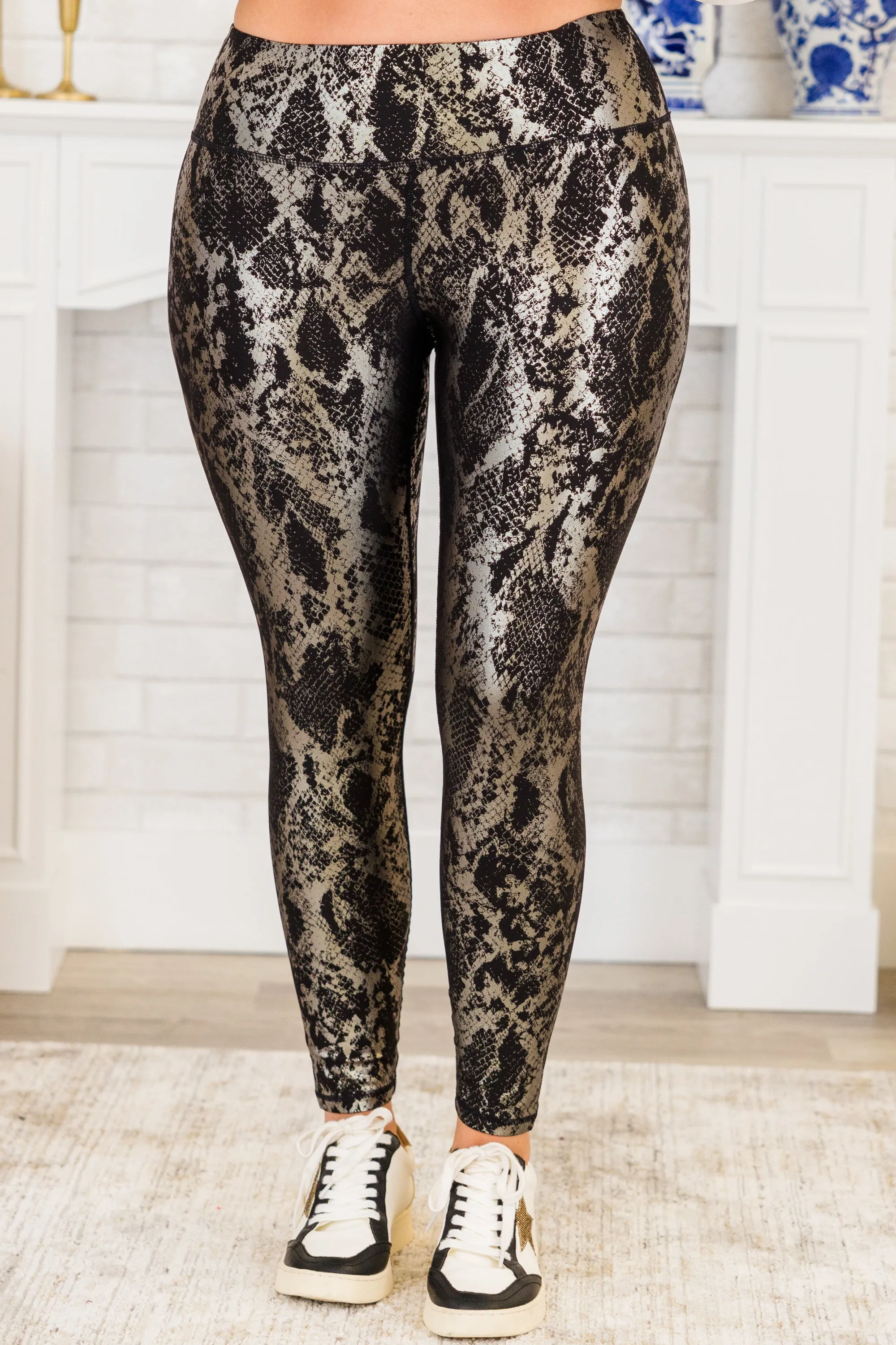 Sleek Scale Leggings, Black