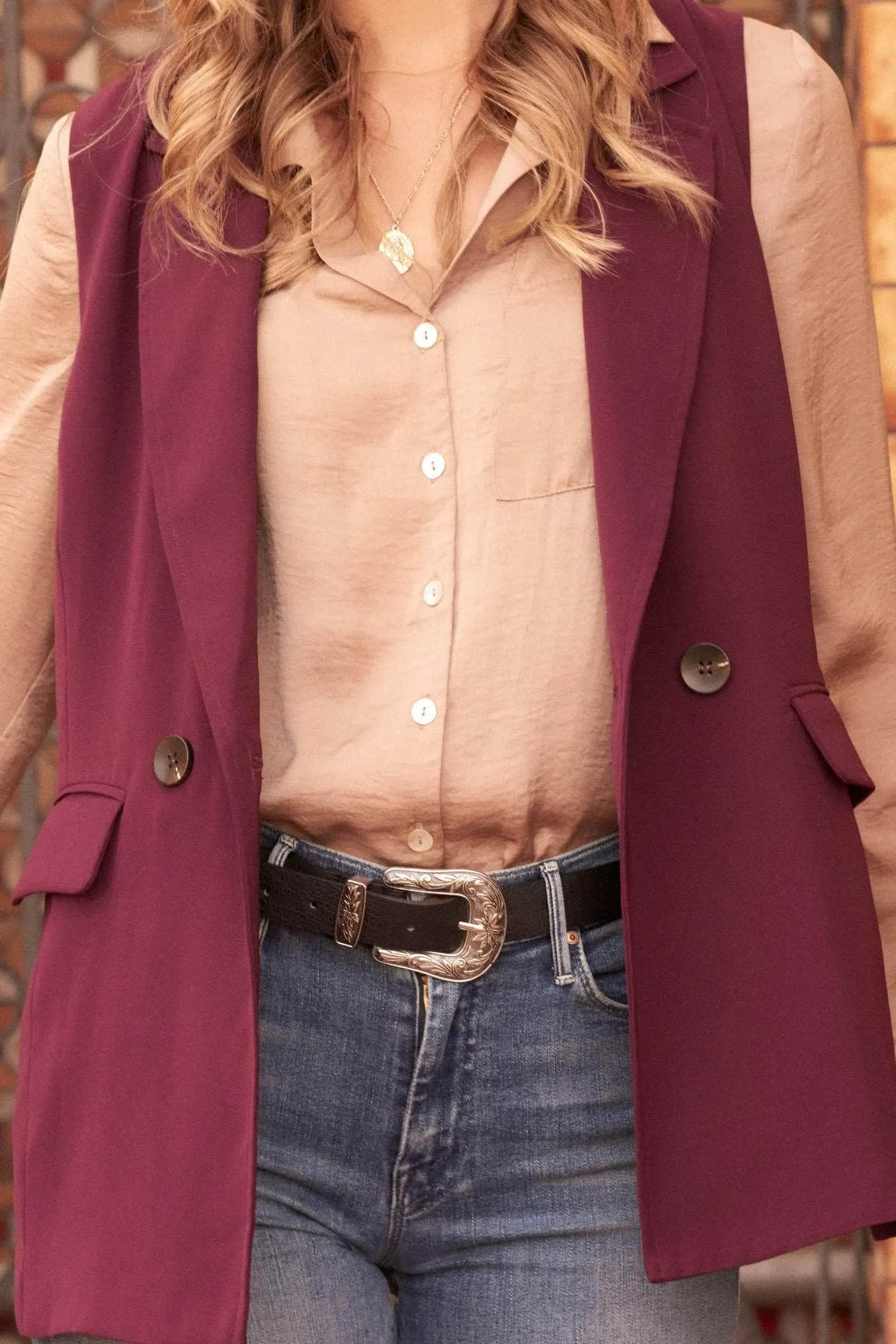 Sound Investment Double-Breasted Blazer Vest