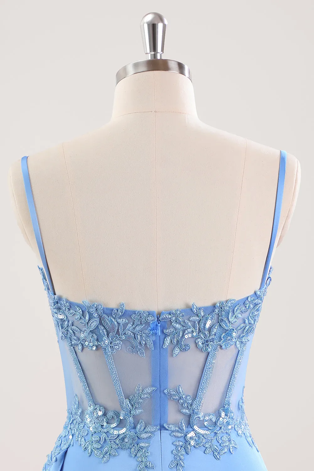 Stylish Blue Sheath Sweetheart Pleated Corset Short Homecoming Dress with Beading