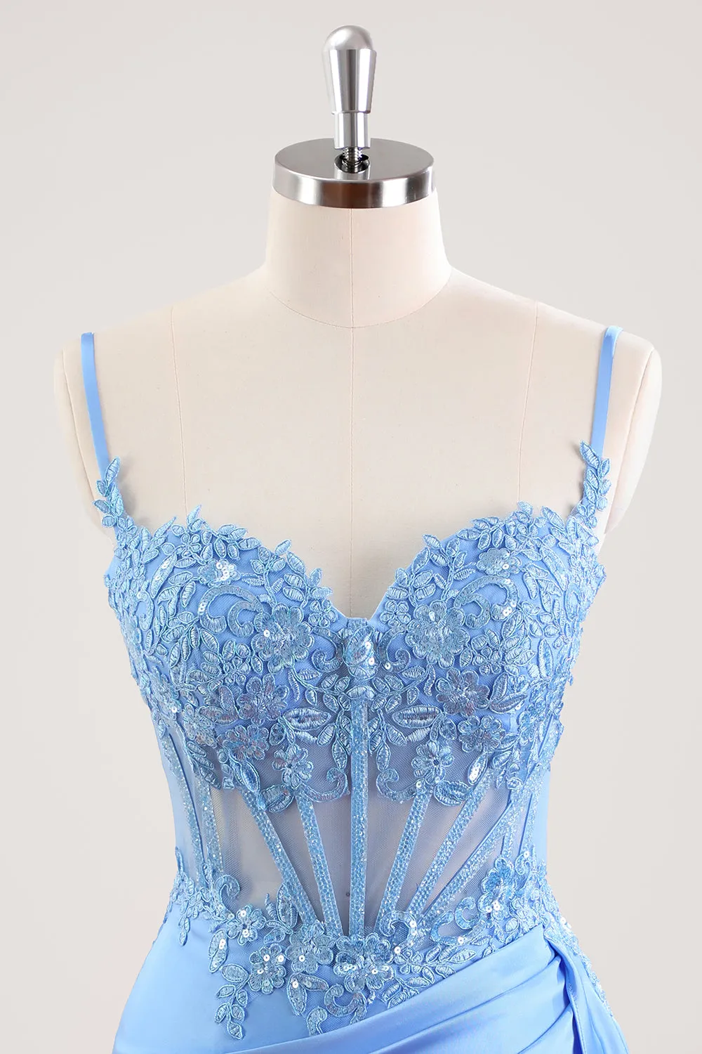 Stylish Blue Sheath Sweetheart Pleated Corset Short Homecoming Dress with Beading