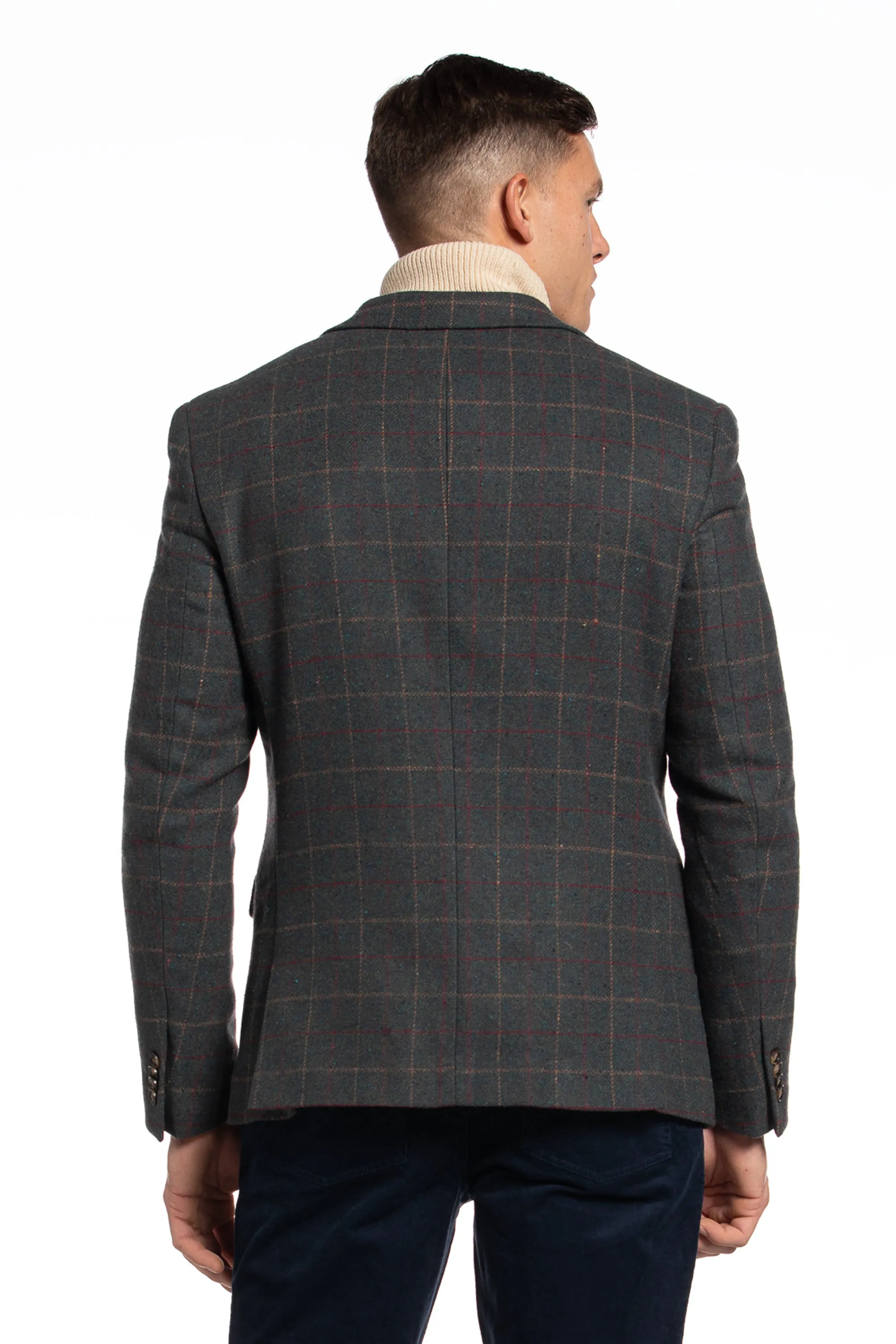 The Brazen Head Windowpane Check Blazer in Green