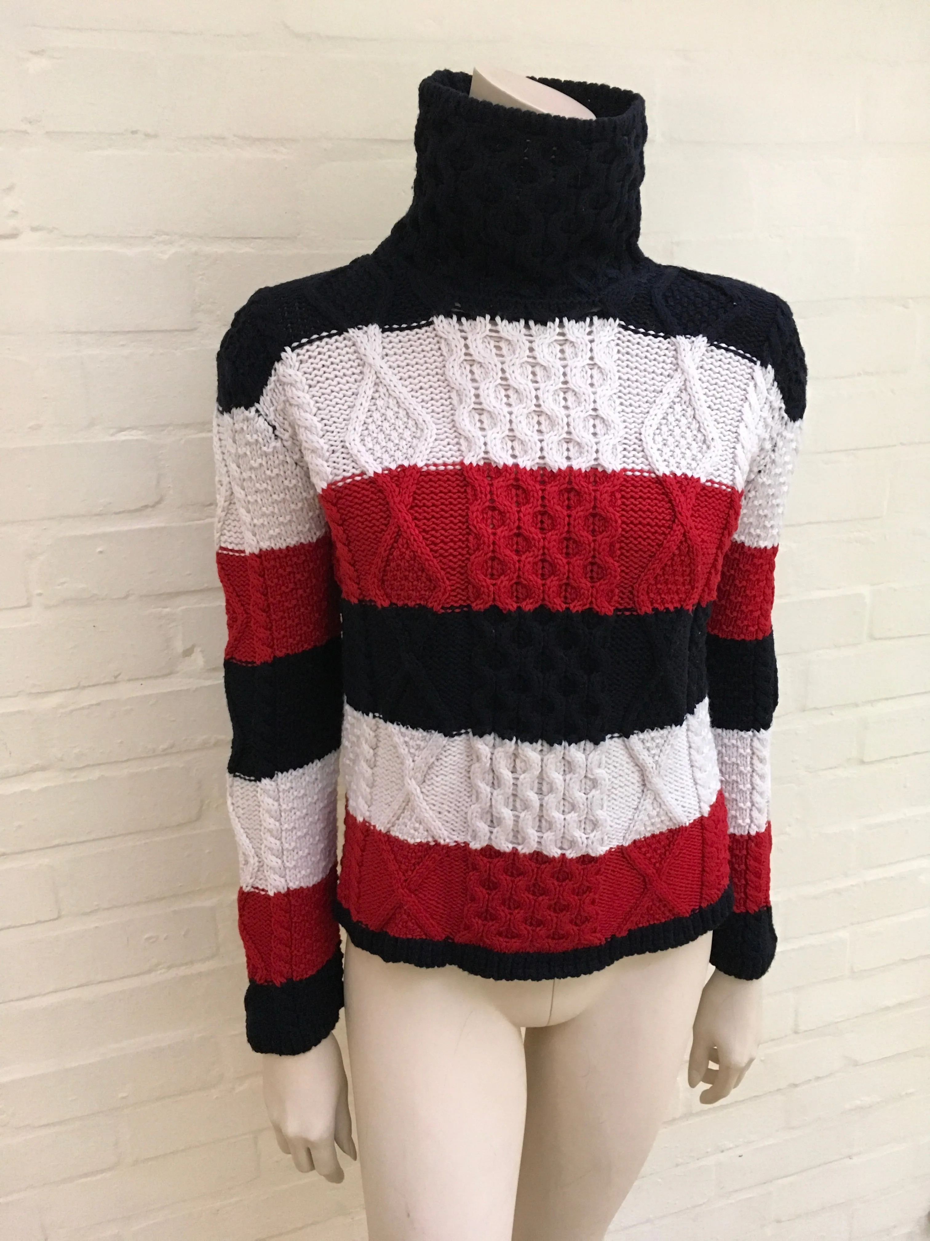 Thom Browne Turtleneck Cable Knit Wool Sweater Jumper Size US 2 UK 6 XS Ladies
