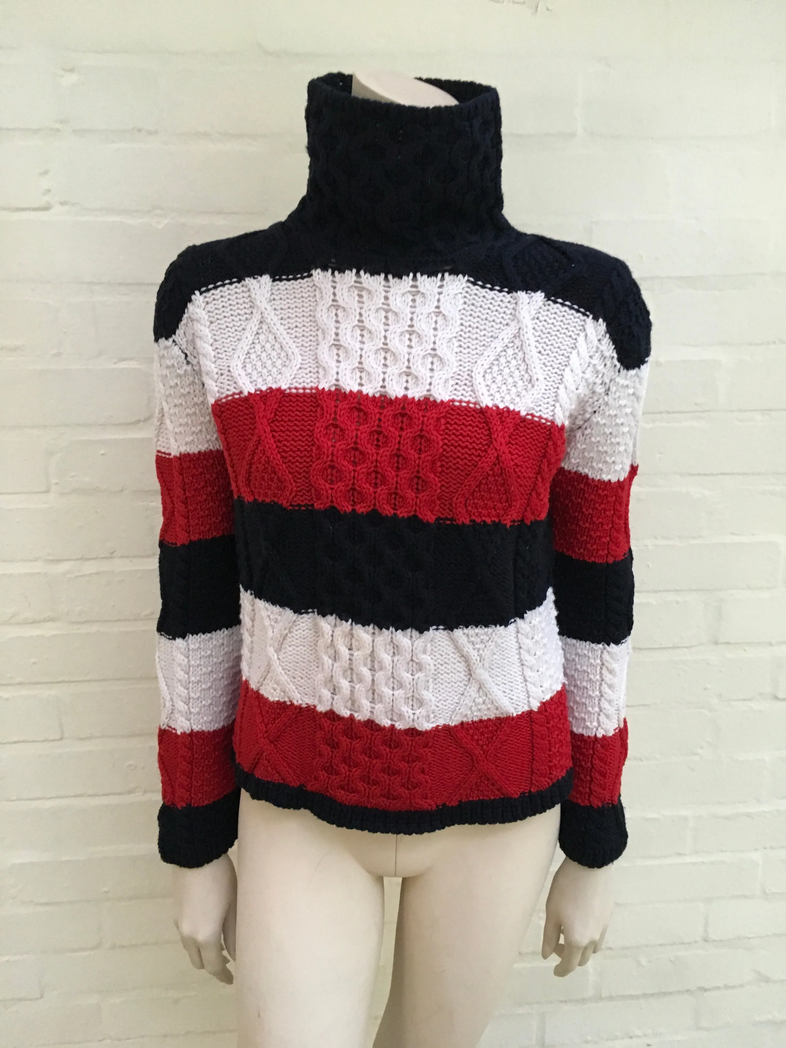 Thom Browne Turtleneck Cable Knit Wool Sweater Jumper Size US 2 UK 6 XS Ladies