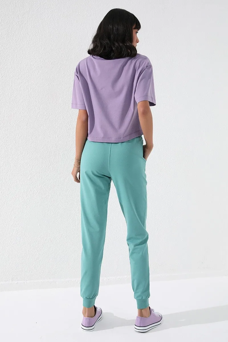 TMY Mint Green High Waist Jogger Comfort Fit Cuffed Women's Sweatpants - 94561 - Oshkosh