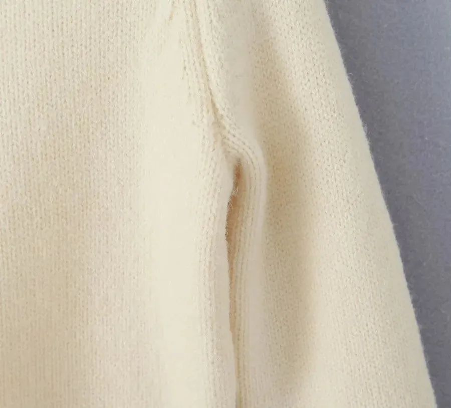 Turtleneck cropped flowing knit sweater with matching knit skirt set