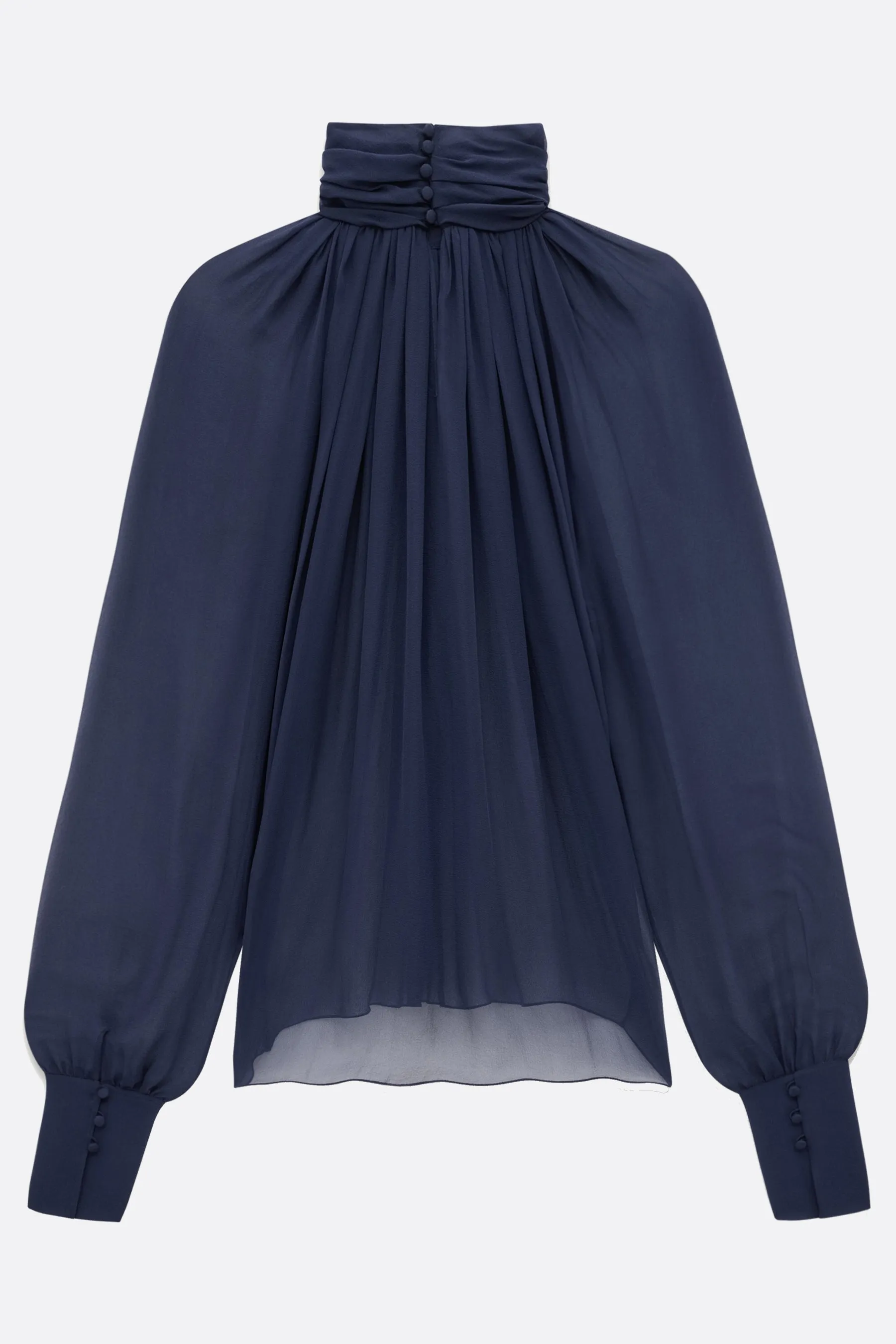 Turtleneck Silk Chiffon Blouse