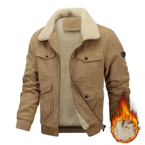 V Fleece Vintage Casual Corduroy Jacket