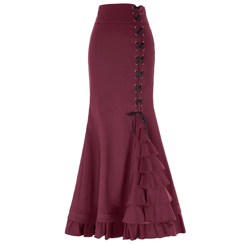 Victorian Style Ruffled Fishtail Mermaid Skirt