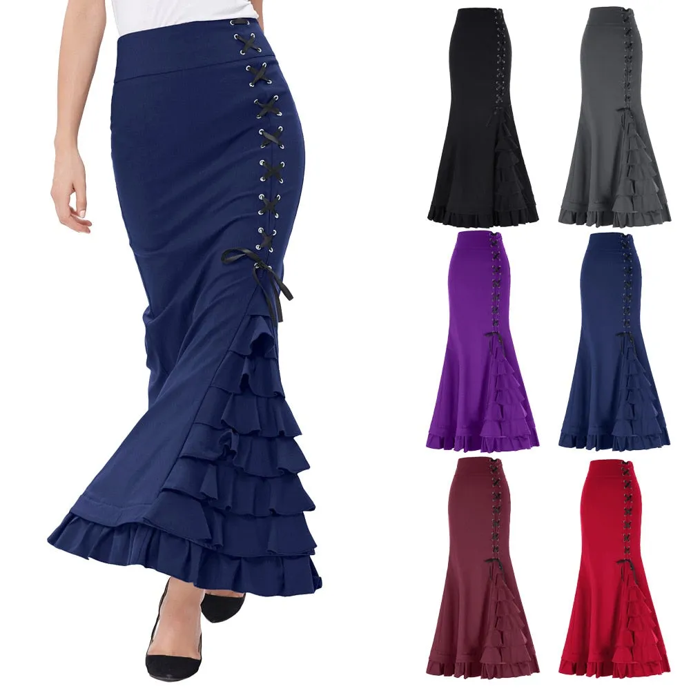 Victorian Style Ruffled Fishtail Mermaid Skirt