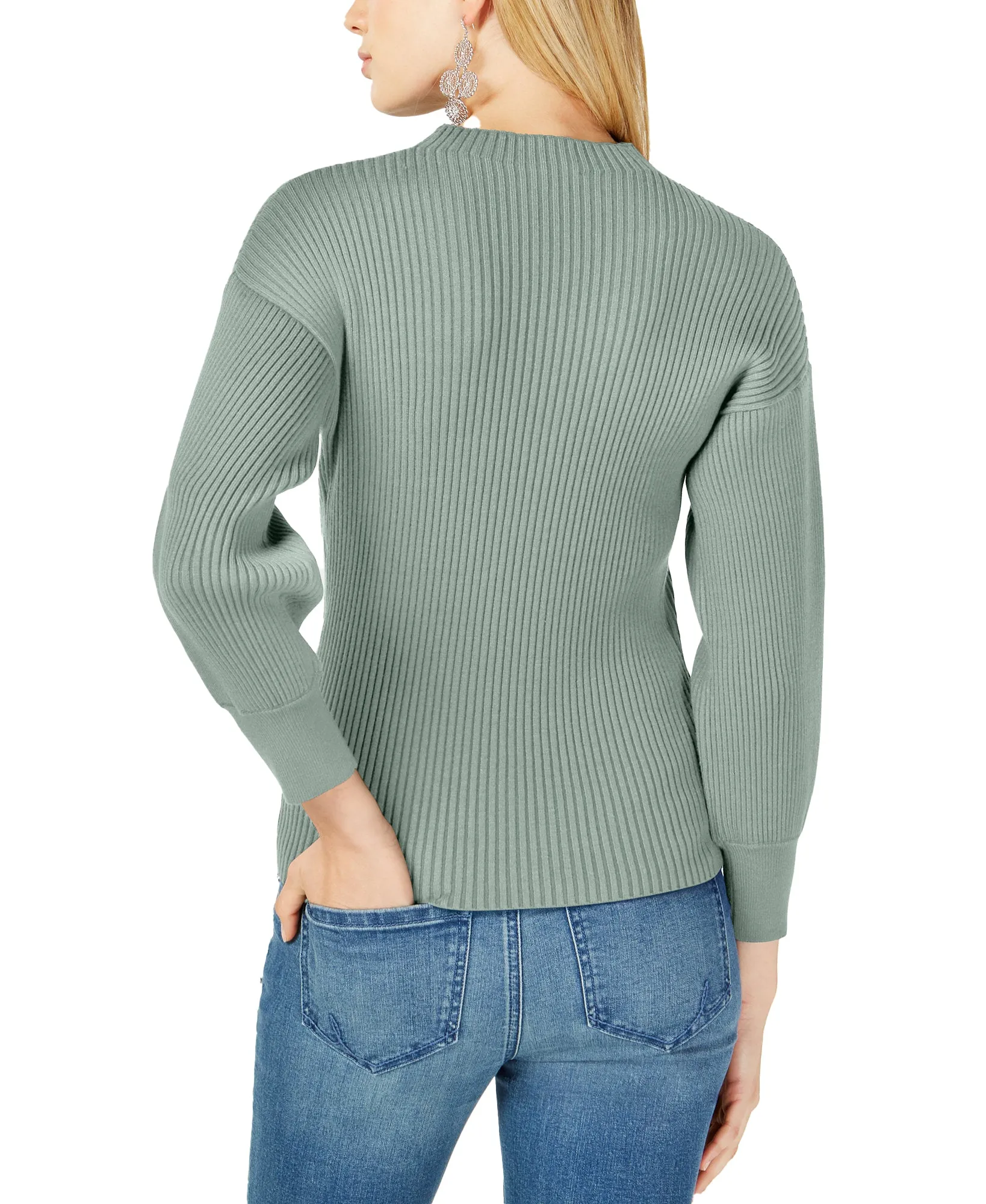 Volume-Sleeve Ribbed Sweater