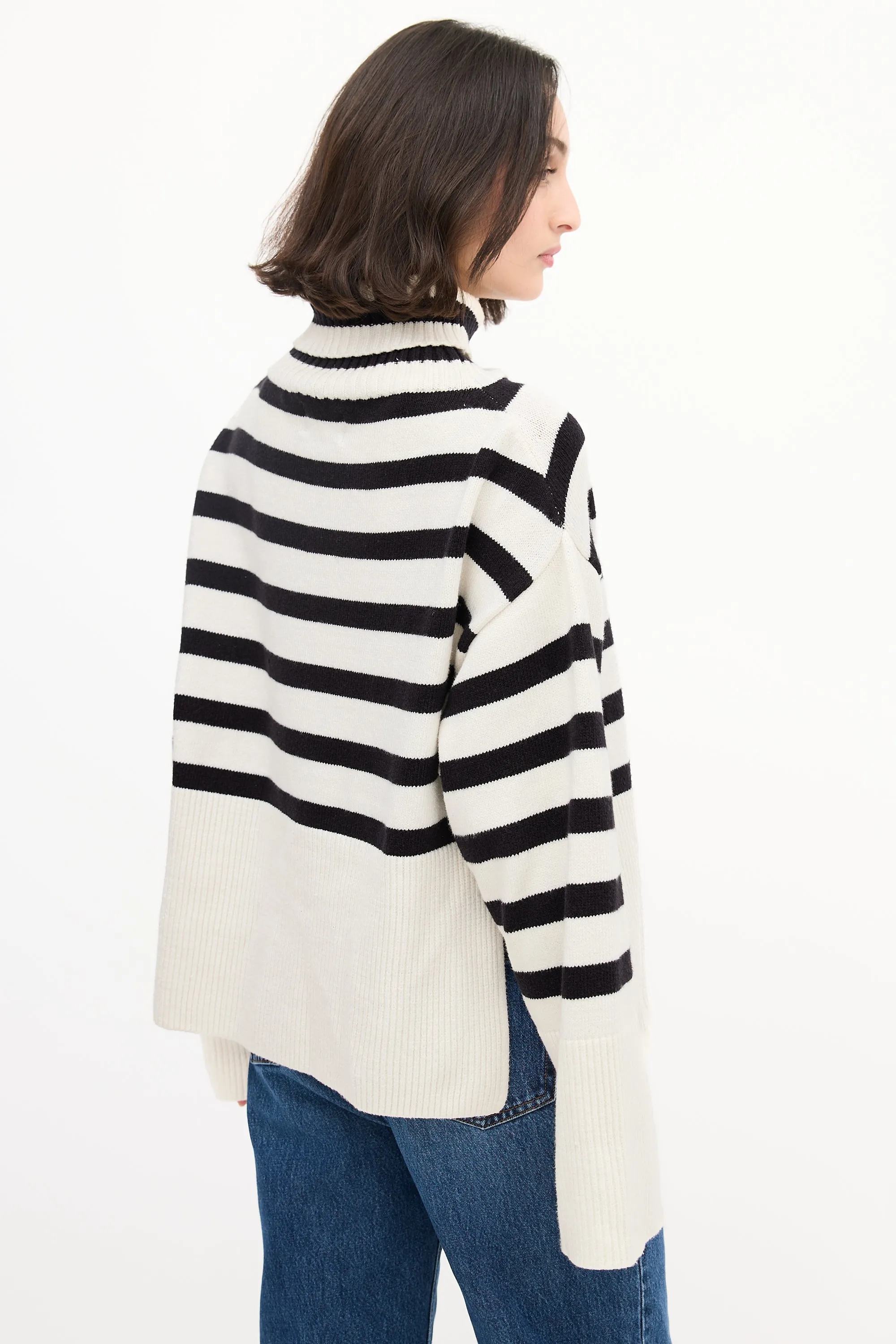 White & Black Striped Oliver Sweater