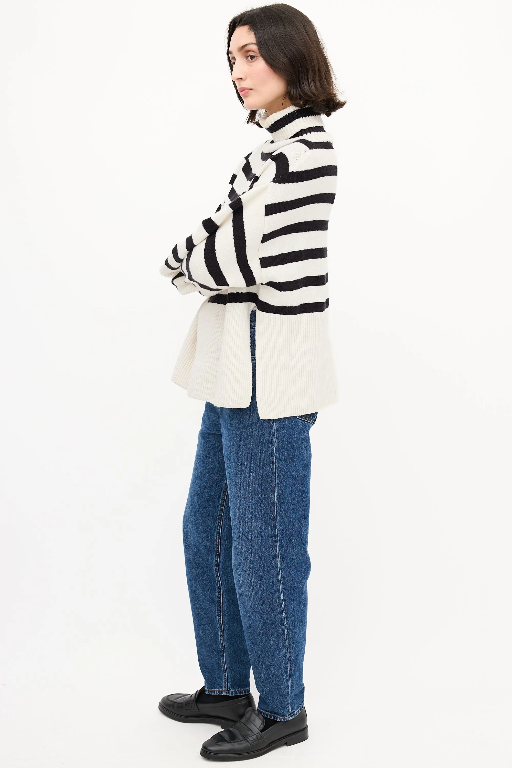 White & Black Striped Oliver Sweater