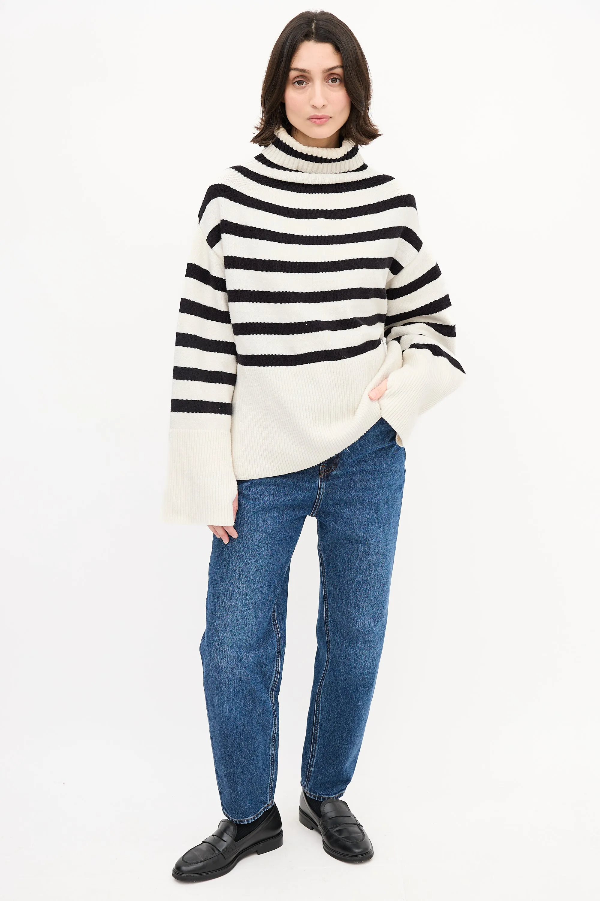 White & Black Striped Oliver Sweater