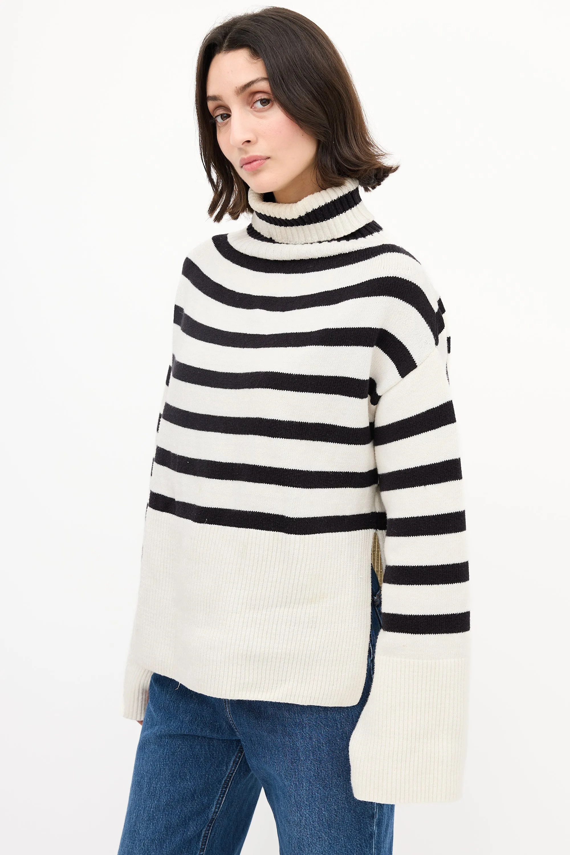 White & Black Striped Oliver Sweater