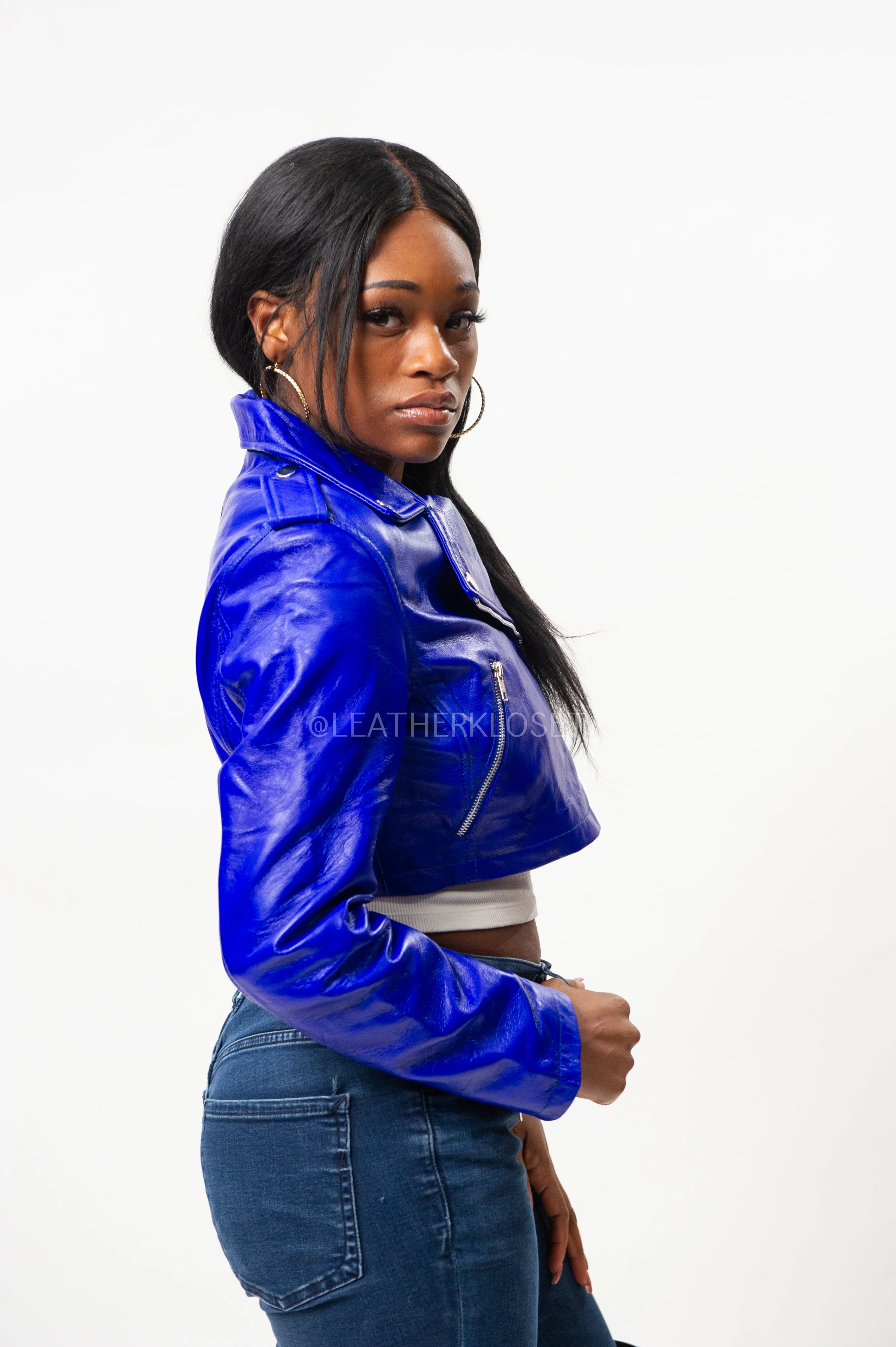 Women's Classic Crop Biker Royal Blue [SLIM FIT]
