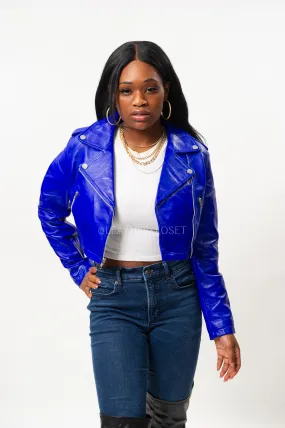 Women's Classic Crop Biker Royal Blue [SLIM FIT]