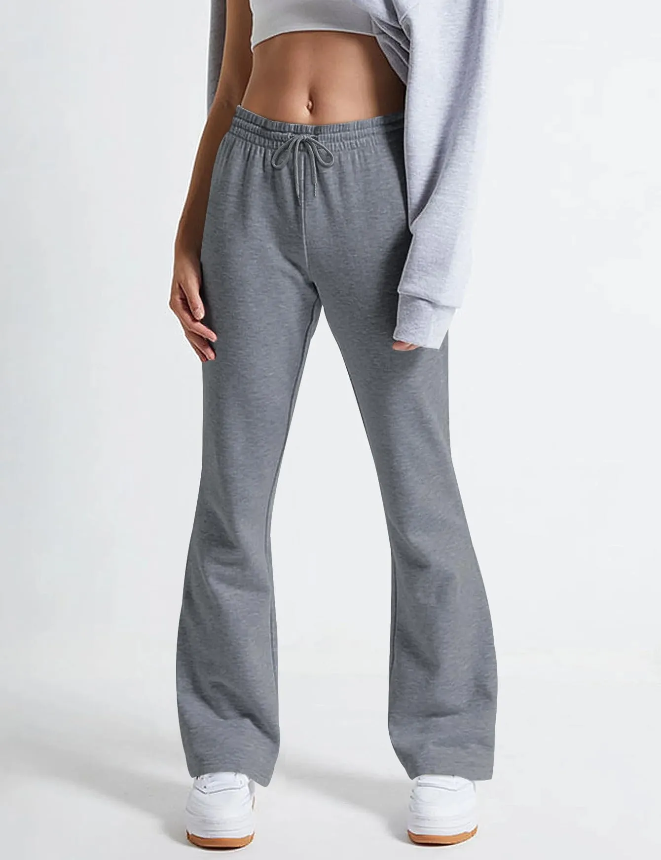 Women's Flare Wide Leg Sweatpants Drawstring Baggy Pants Athletic Pants Trousers