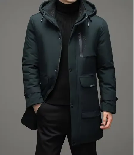 Xite Prestige Parka | Langer Eleganter Wasserdichter Wintermantel Herren mit tiefen Taschen